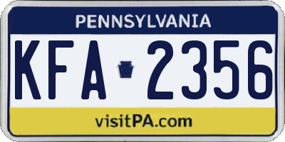 PA license plate KFA2356