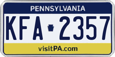PA license plate KFA2357