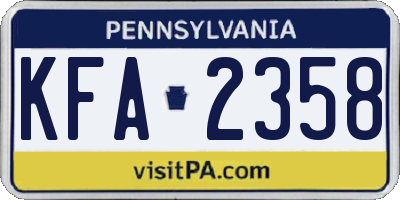 PA license plate KFA2358