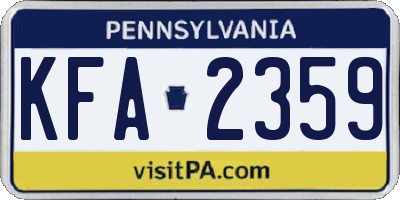 PA license plate KFA2359