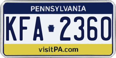 PA license plate KFA2360