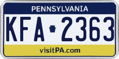 PA license plate KFA2363
