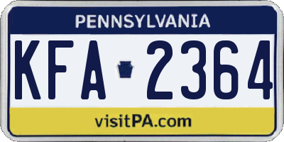 PA license plate KFA2364