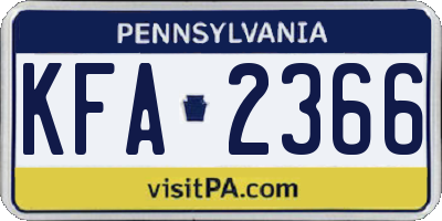 PA license plate KFA2366
