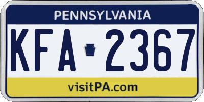 PA license plate KFA2367