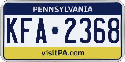 PA license plate KFA2368