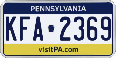 PA license plate KFA2369