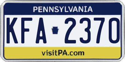PA license plate KFA2370