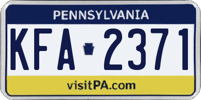 PA license plate KFA2371