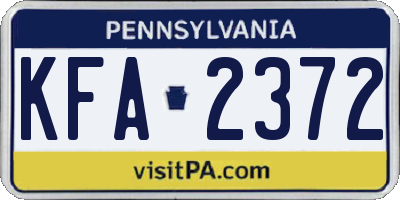 PA license plate KFA2372