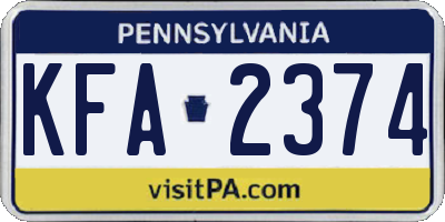 PA license plate KFA2374