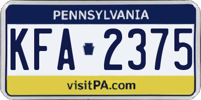 PA license plate KFA2375