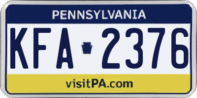 PA license plate KFA2376