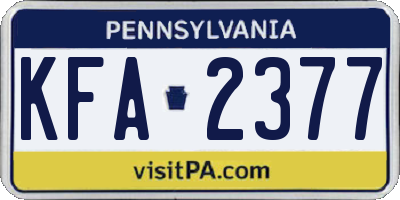 PA license plate KFA2377