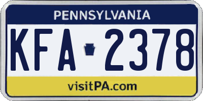 PA license plate KFA2378