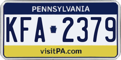 PA license plate KFA2379