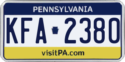 PA license plate KFA2380