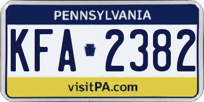 PA license plate KFA2382