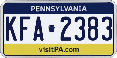 PA license plate KFA2383