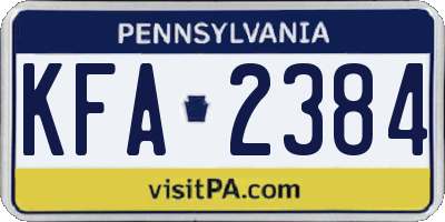PA license plate KFA2384