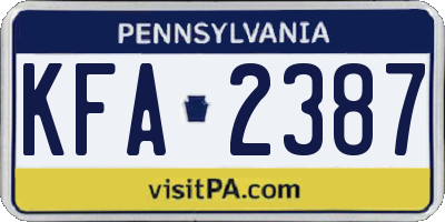 PA license plate KFA2387