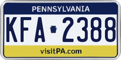 PA license plate KFA2388