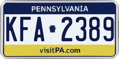 PA license plate KFA2389