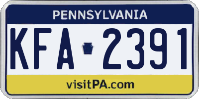 PA license plate KFA2391