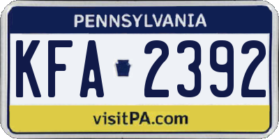 PA license plate KFA2392