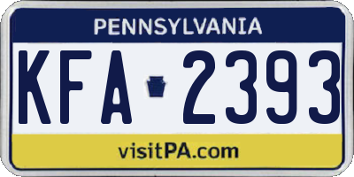 PA license plate KFA2393