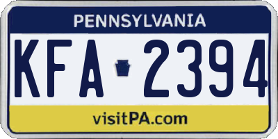 PA license plate KFA2394