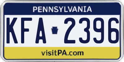 PA license plate KFA2396