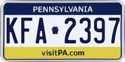 PA license plate KFA2397