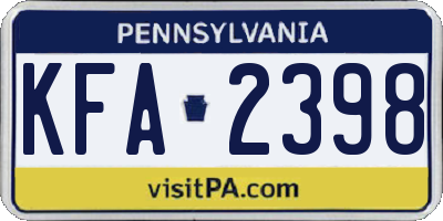 PA license plate KFA2398