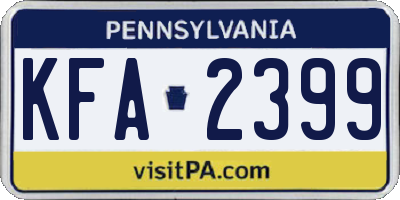 PA license plate KFA2399