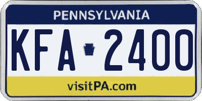 PA license plate KFA2400