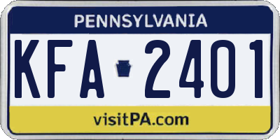 PA license plate KFA2401