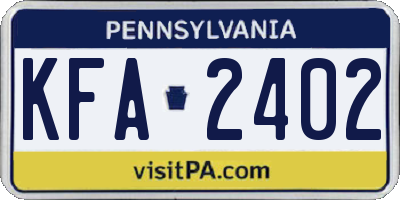 PA license plate KFA2402