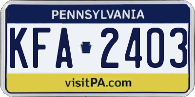 PA license plate KFA2403