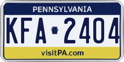 PA license plate KFA2404