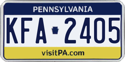 PA license plate KFA2405