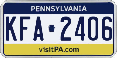 PA license plate KFA2406