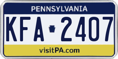 PA license plate KFA2407
