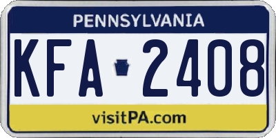 PA license plate KFA2408