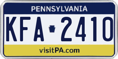 PA license plate KFA2410