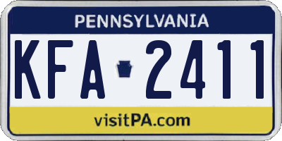 PA license plate KFA2411