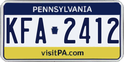 PA license plate KFA2412