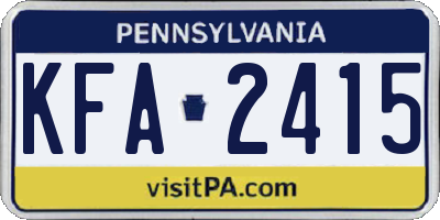 PA license plate KFA2415