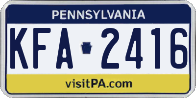 PA license plate KFA2416