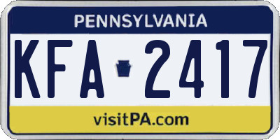 PA license plate KFA2417